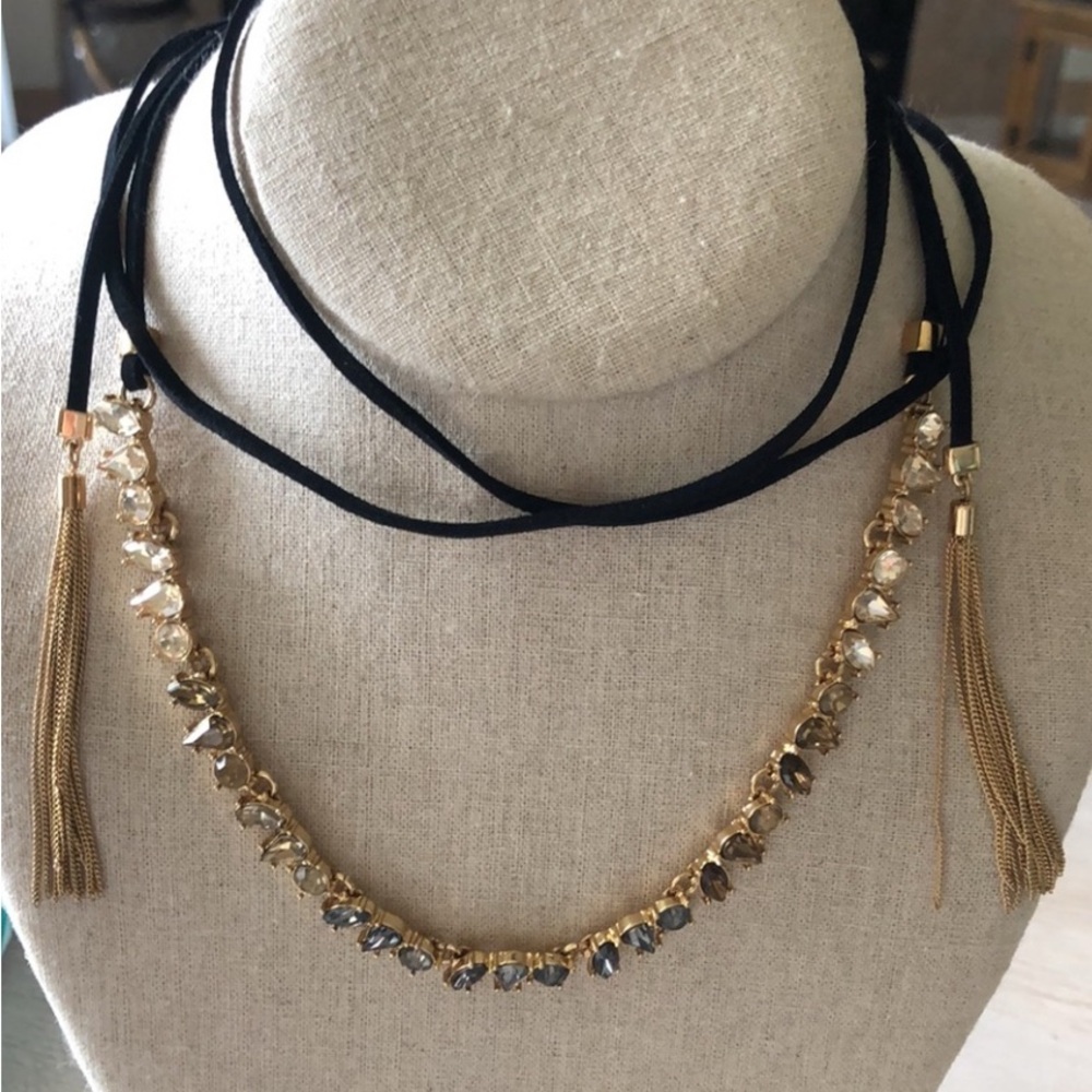 Elegant Gold and Black Tassel Necklace